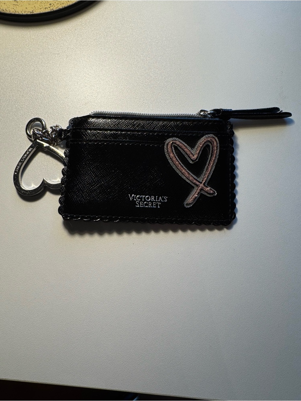Victoria's Secret Black Card Holder with Pink Heart Keyring